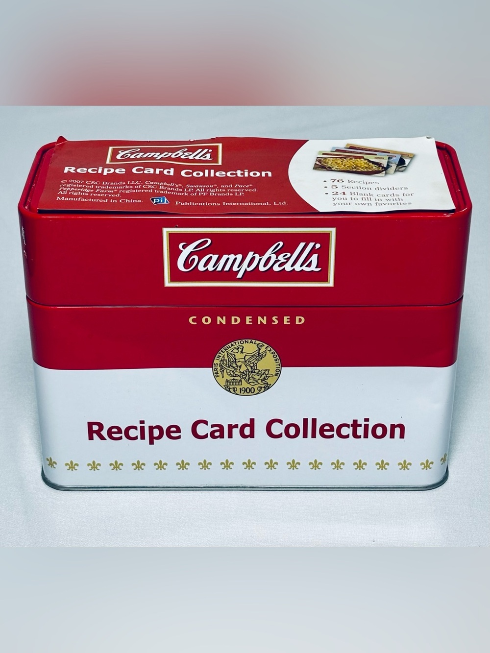 Campbell's Recipe Card Collection Complete Metal Tin Logo 2012 Excellent